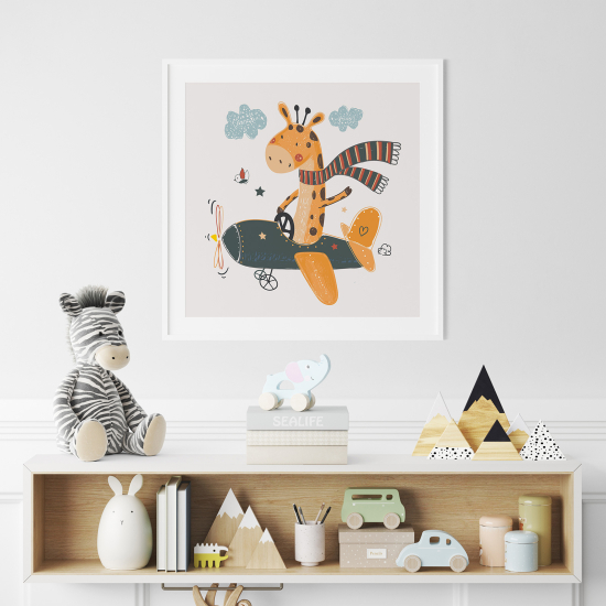 Póster para niños - Infantil - Jirafa Avión