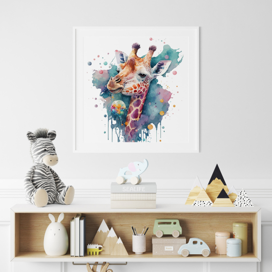 Póster para niños - Infantil - Jirafa colorida