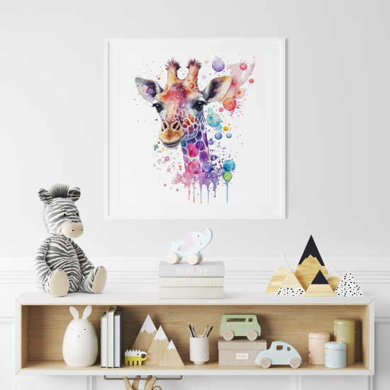 Póster para niños - Infantil - Jirafa colorida