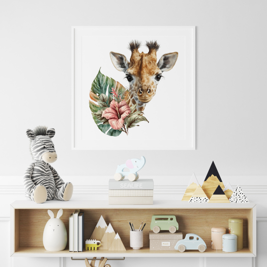 Póster para niños - Infantil - Jirafa flor