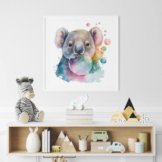 Póster para niños - Infantil - Koala burbuja colorido