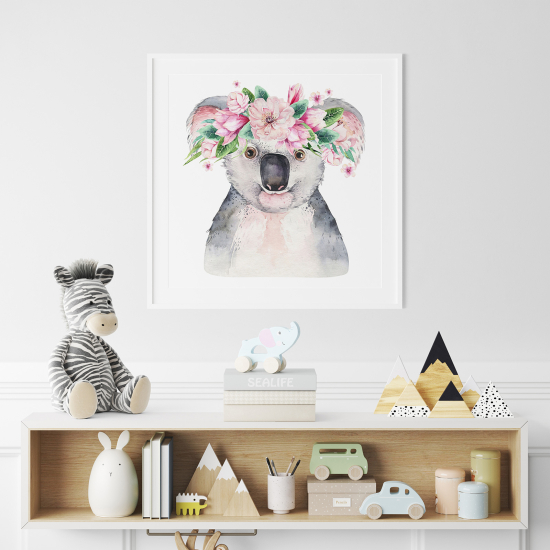 Póster para niños - Infantil - Koala flores