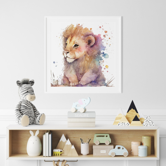 Póster para niños - Infantil - León colorido
