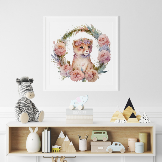 Póster para niños - Infantil - León flores