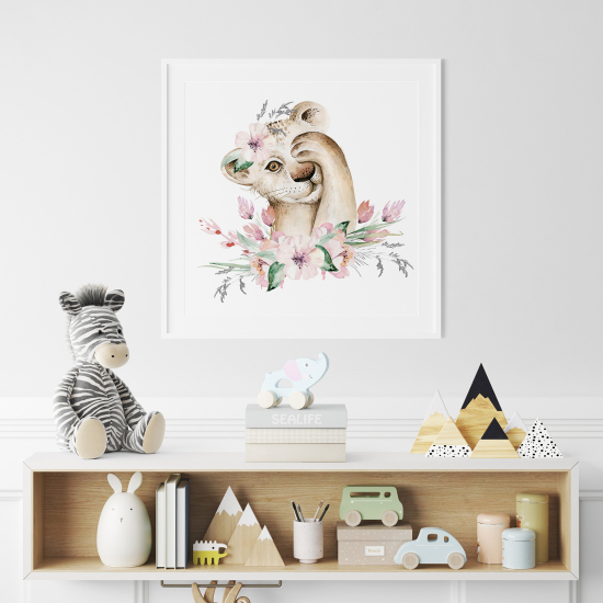 Póster para niños - Infantil - León flores