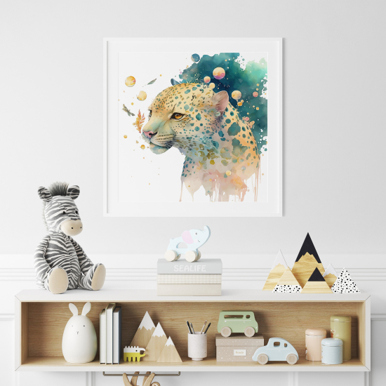 Póster para niños - Infantil - Leopardo colorido