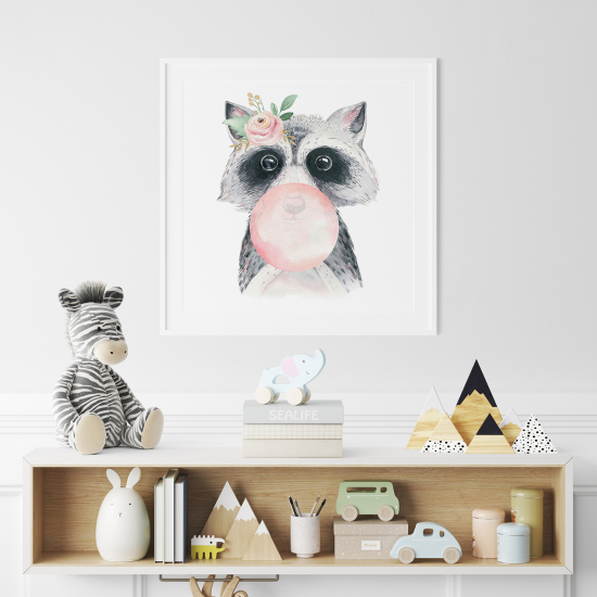 Póster para niños - Infantil - Mapache burbuja