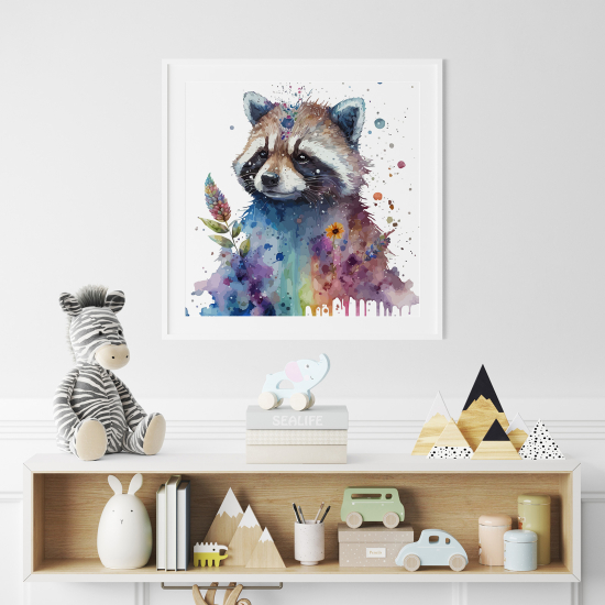 Póster para niños - Infantil - Mapache colorido
