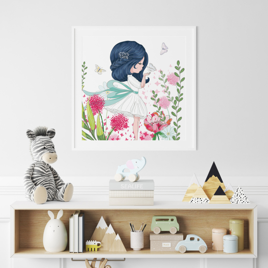 Póster para niños - Infantil - Niña Pequeña Flores