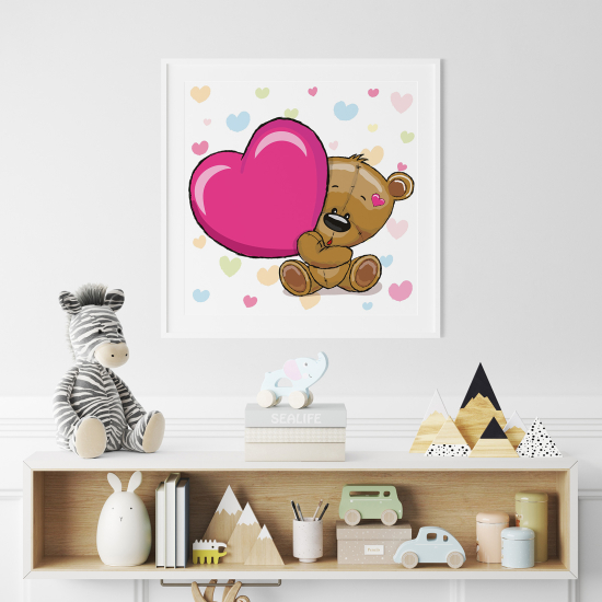 Póster para niños - Infantil - Osito corazones