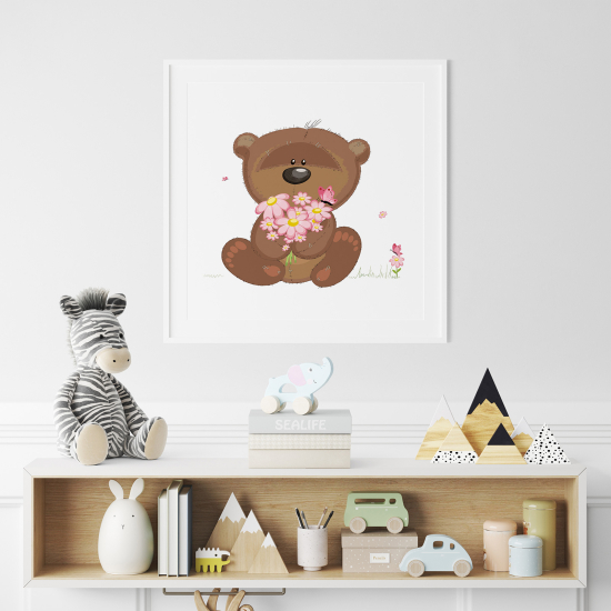 Póster para niños - Infantil - Osito flores