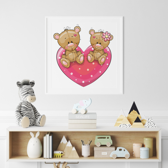 Póster para niños - Infantil - Ositos corazón