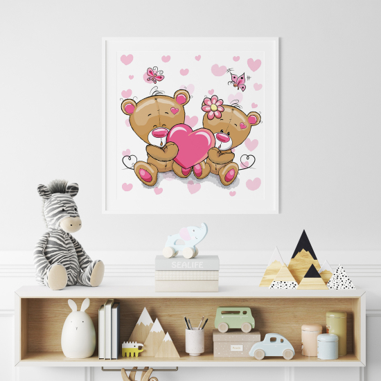 Póster para niños - Infantil - Ositos Corazones
