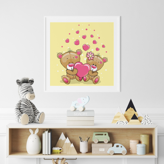 Póster para niños - Infantil - Ositos corazones
