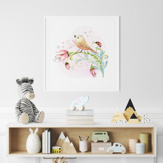 Póster para niños - Infantil - Pájaro Floral
