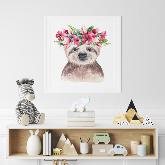 Póster para niños - Infantil - Perezosos flores