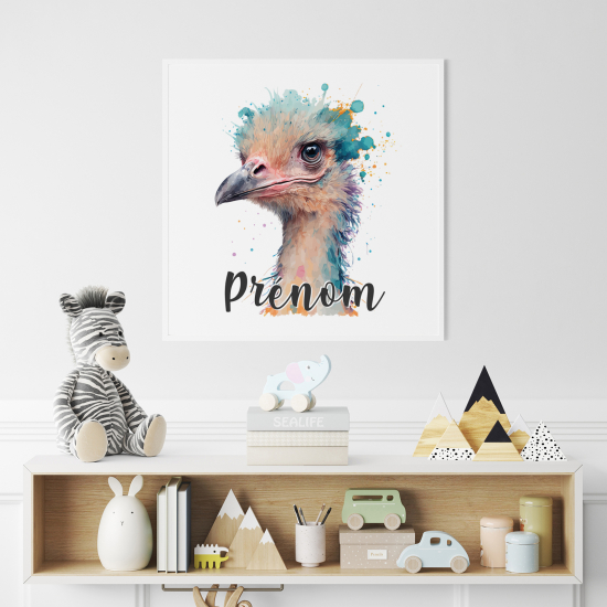 Póster para niños - Infantil personalizado - Avestruz colorido