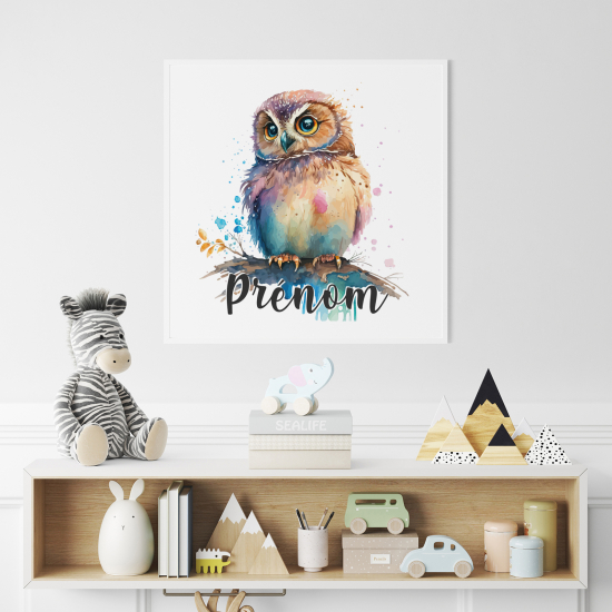 Póster para niños - Infantil personalizado - Búho colorido