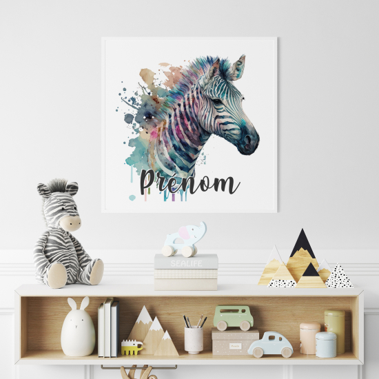 Póster para niños - Infantil personalizado - Cebra colorida