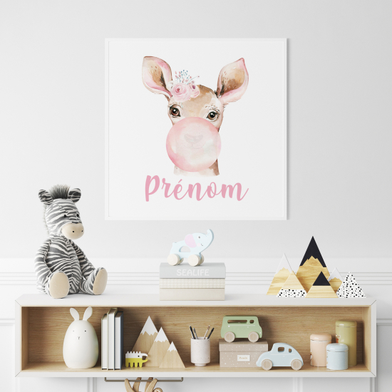 Póster para niños - Infantil personalizado - Cervatillo burbuja