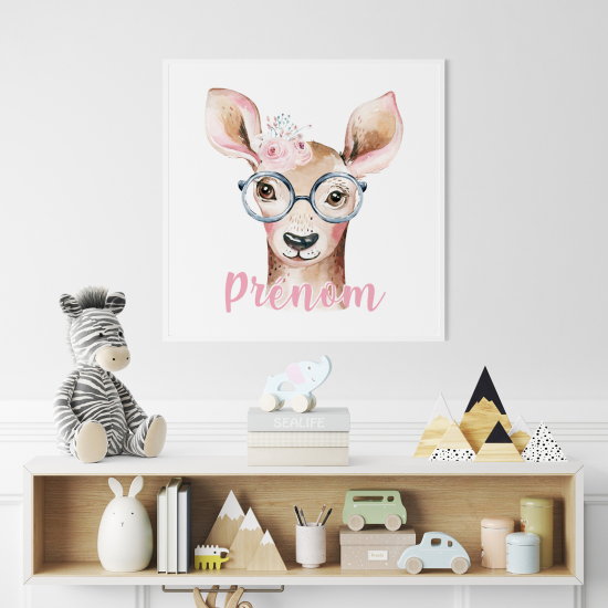 Póster para niños - Infantil personalizado - Cervatillo con gafas