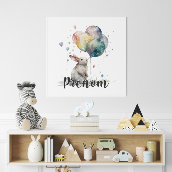 Póster para niños - Infantil personalizado - Conejo Globos