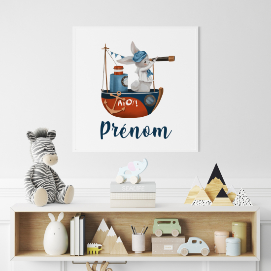Póster para niños - Infantil personalizado - Conejo Marino