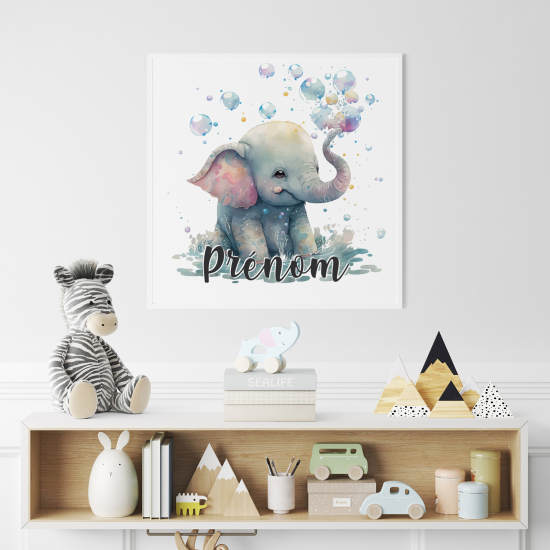Póster para niños - Infantil personalizado - Elefante burbuja
