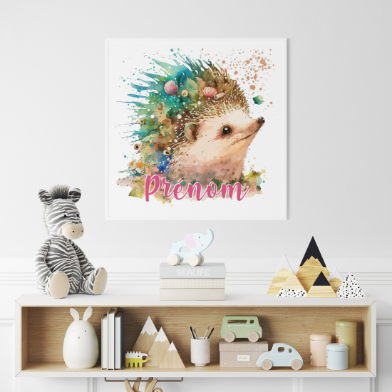 Póster para niños - Infantil personalizado - Erizo colorido