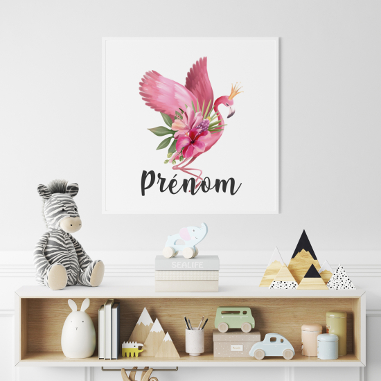 Póster para niños - Infantil personalizado - Flamenco Rosa