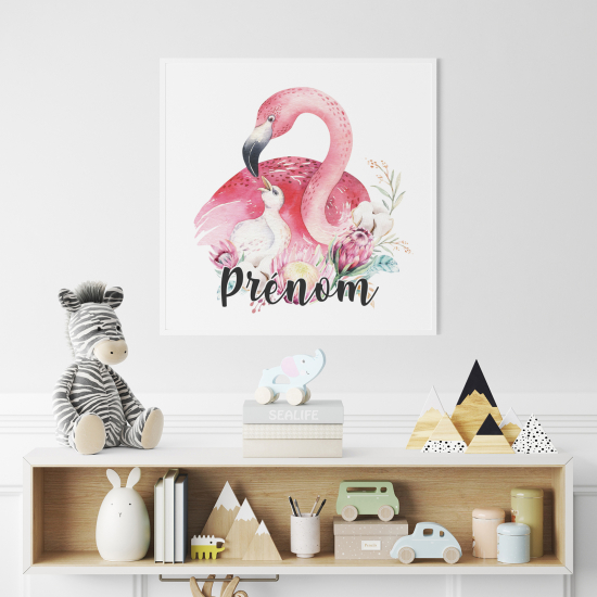 Póster para niños - Infantil personalizado - Flamenco Rosa