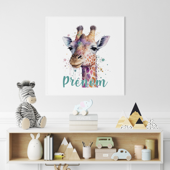 Póster para niños - Infantil personalizado - Jirafa colorida