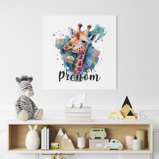 Póster para niños - Infantil personalizado - Jirafa colorida