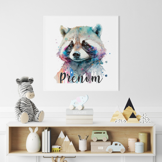Póster para niños - Infantil personalizado - Mapache colorido