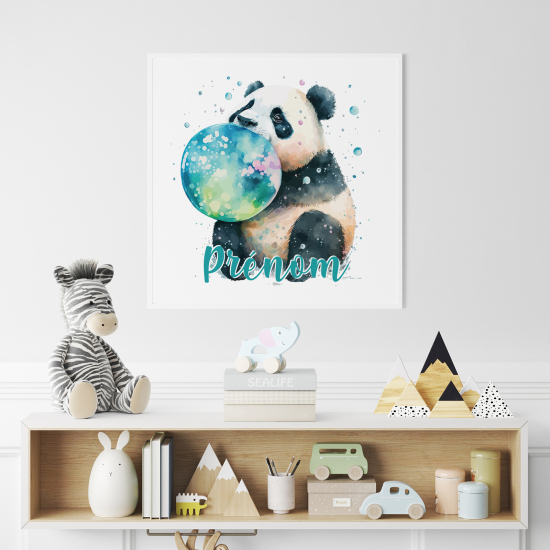 Póster para niños - Infantil personalizado - Panda burbuja colorido