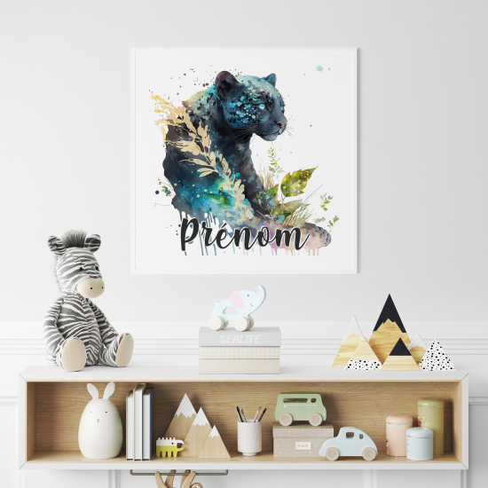 Póster para niños - Infantil personalizado - Pantera Negra coloreada