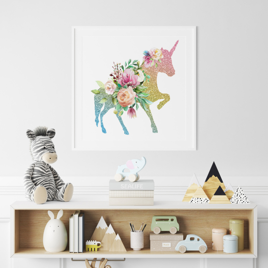 Póster para niños - Infantil - Unicornio Floral