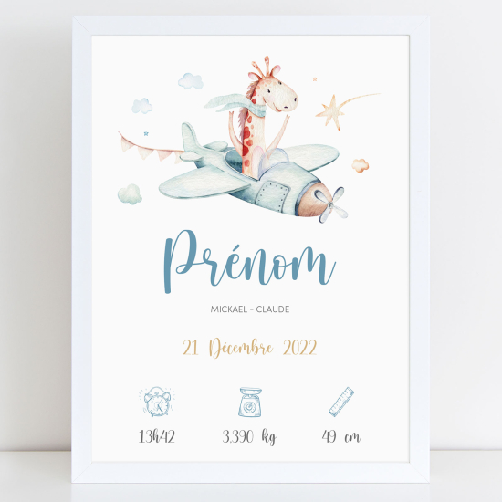 Pósters de nacimiento - Jirafa avión
