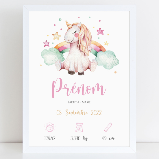 Pósters de nacimiento - Unicornio arcoíris