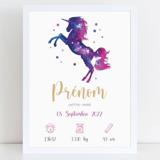 Pósters de nacimiento - Unicornio estrellas