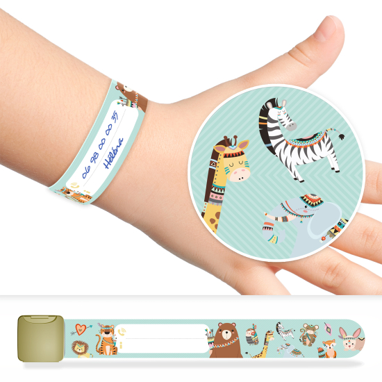 Pulsera de identificacion para niños - animales indios