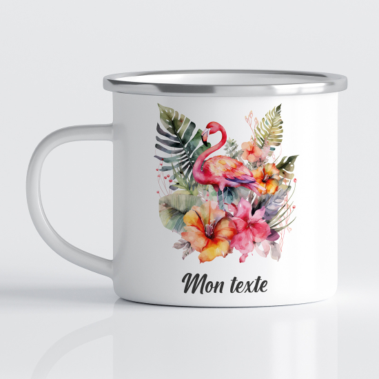 Taza esmaltada personalizada - Flamenco Rosa
