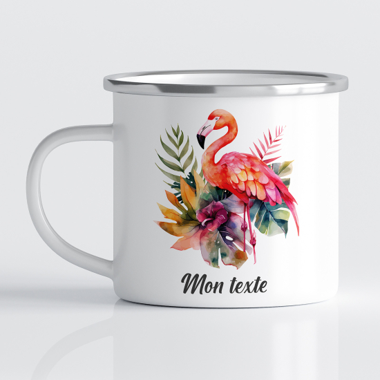 Taza esmaltada personalizada - Flamenco Rosa