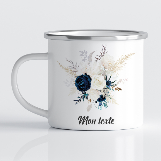 Taza esmaltada personalizada - Flores