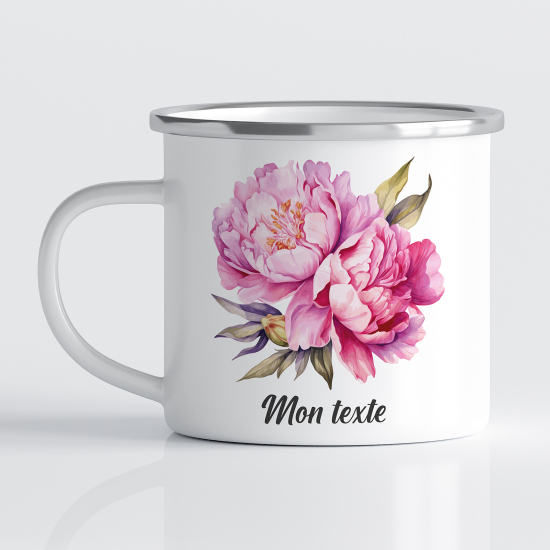 Taza esmaltada personalizada - Flores