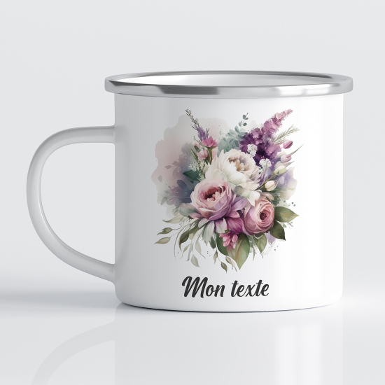 Taza esmaltada personalizada - Flores
