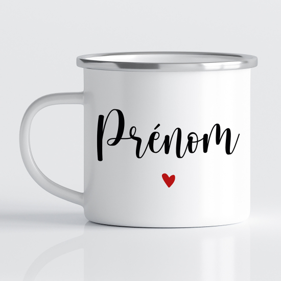 Taza esmaltada personalizada - Nombre Corazón