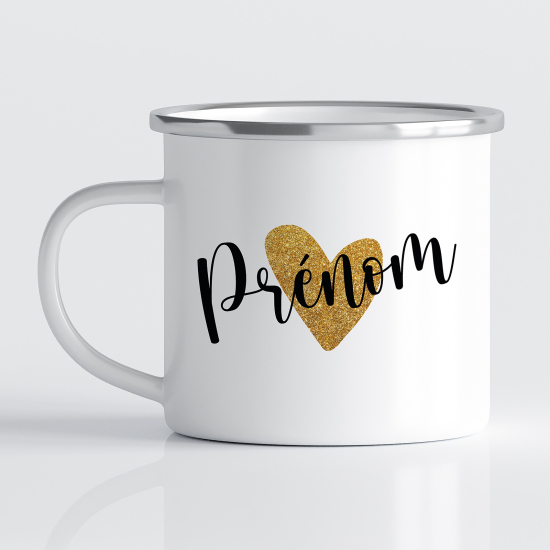 Taza esmaltada personalizada - Nombre Corazón