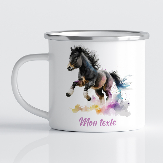 Taza esmaltada personalizada para niños - Infantil - Caballo