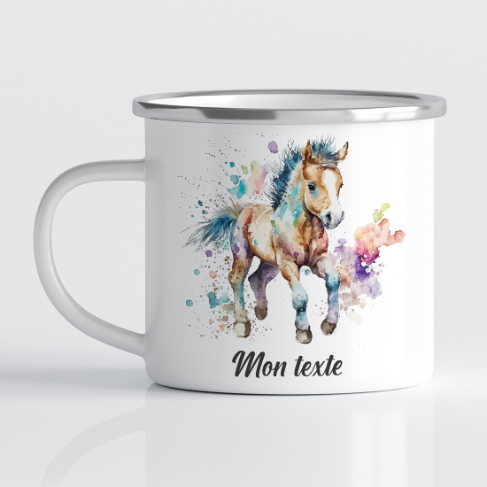 Taza esmaltada personalizada para niños - Infantil - Caballo